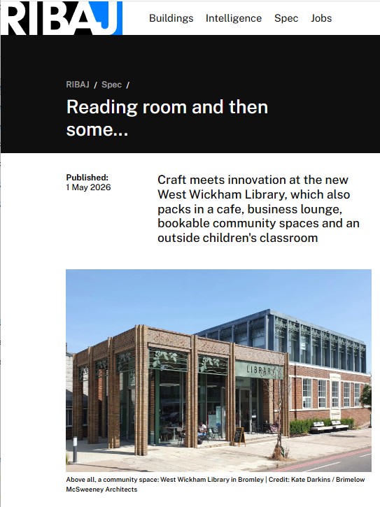 West Wickham Library featured in RIBA Journal